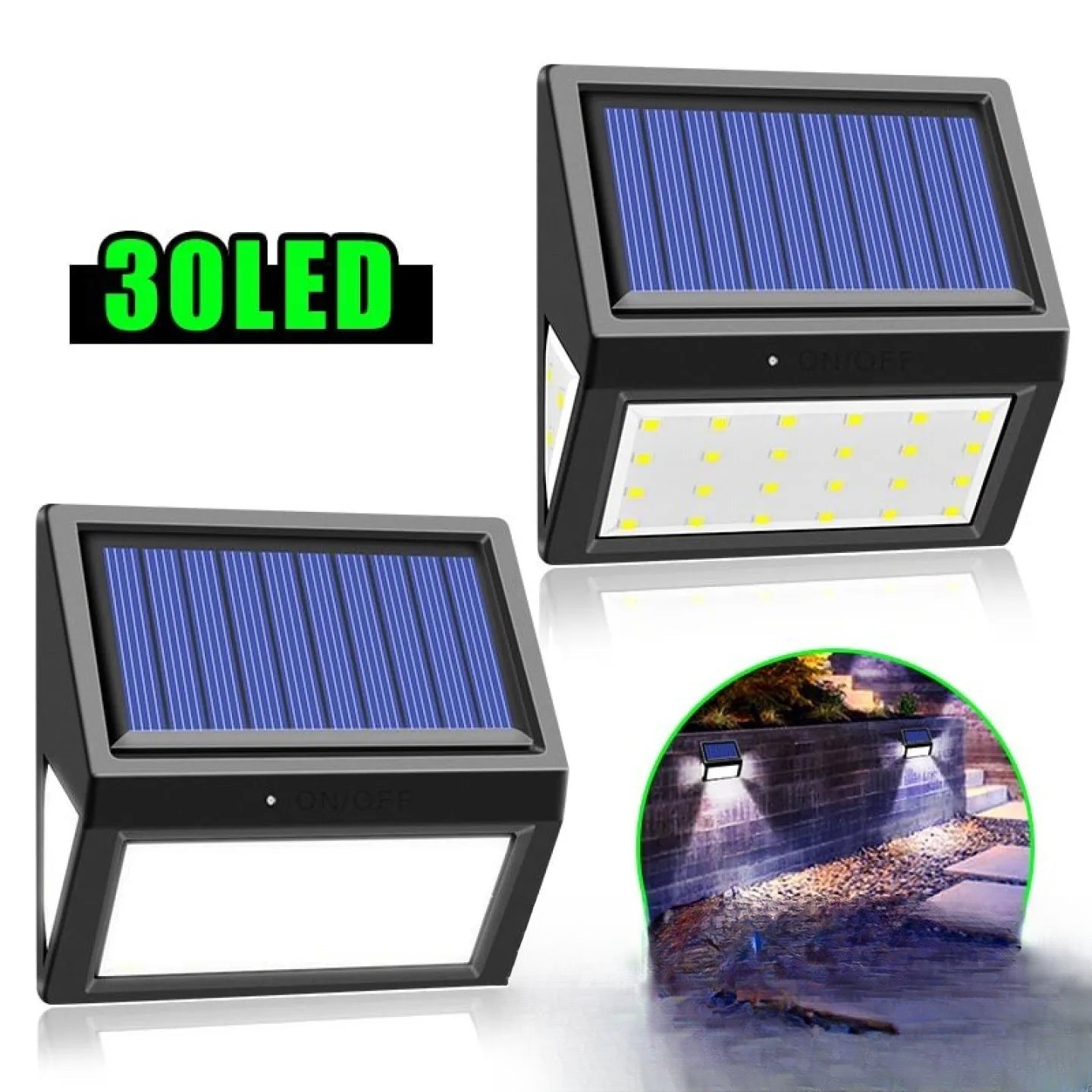 Éclairage solaire balcon et marche d'escalier LED 30 LED