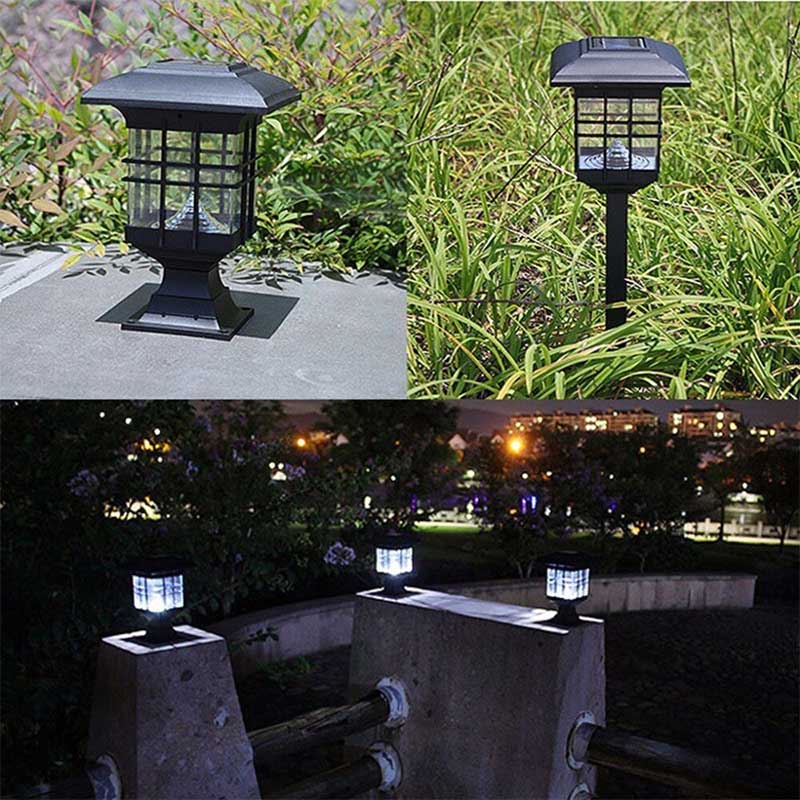 Balise solaire jardin 2-en-1 piquet et pilier lumineux extérieur