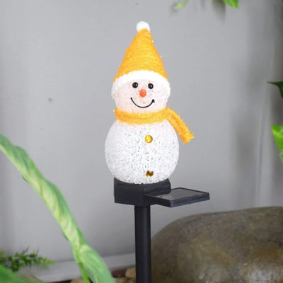 Lampe Solaire Bonhomme de Neige LED Jaune Jardin