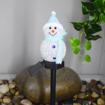 Lampe Solaire Bonhomme de Neige LED Bleu Jardin