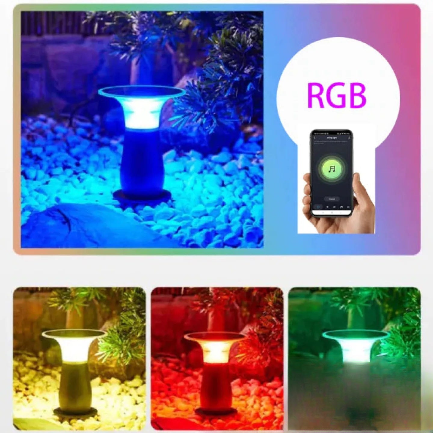Borne solaire lumineuse couleur changeante LED jardin