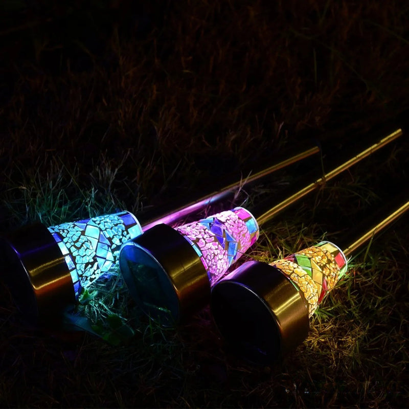 Borne Solaire Mosaïque LED Décorative Jardin Extérieur