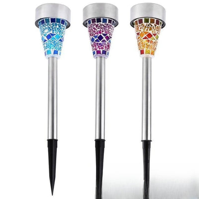 Borne Solaire Mosaïque LED Décorative Jardin Extérieur