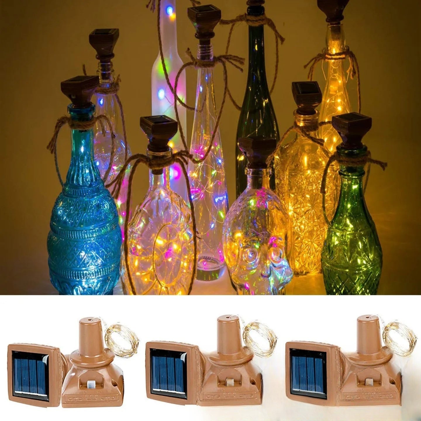 Bouchon LED Solaire Lumineux pour Bouteille Décoration