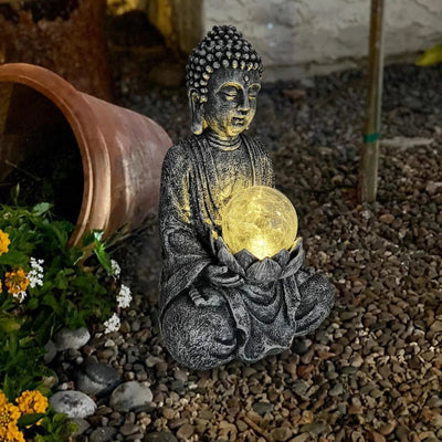 Bouddha Solaire Extérieur Lumineux Décoration Zen Jardin – éclairage LED allumé de nuit