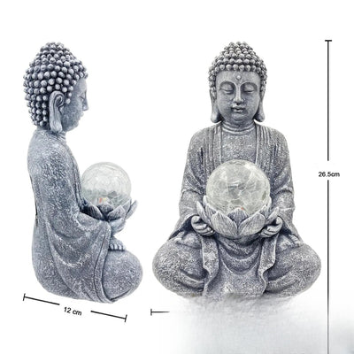 Bouddha Solaire Extérieur Lumineux Décoration Zen Jardin – recharge solaire autonome, sans fil