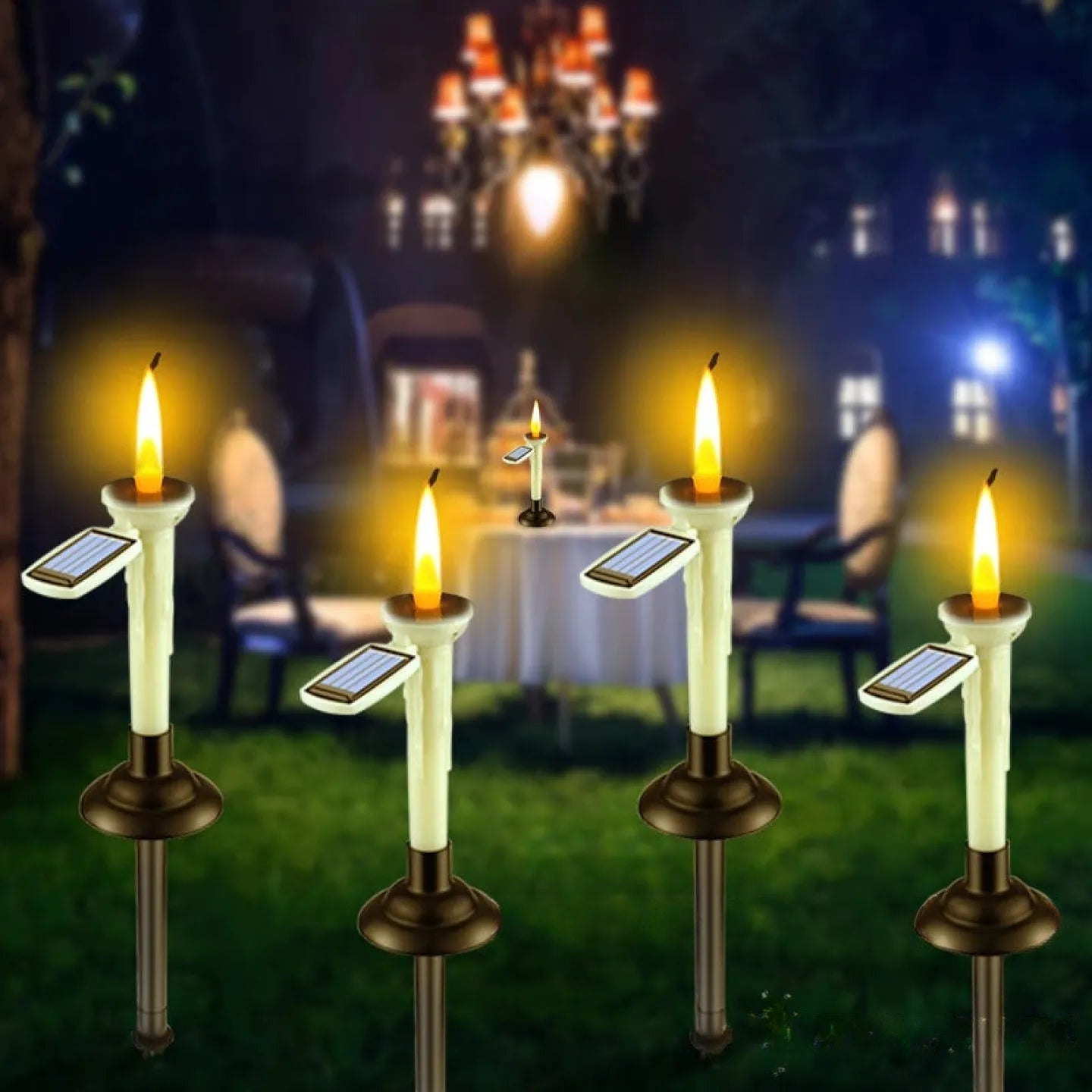 Bougie Solaire de Jardin Lumineuse Décorative Extérieur
