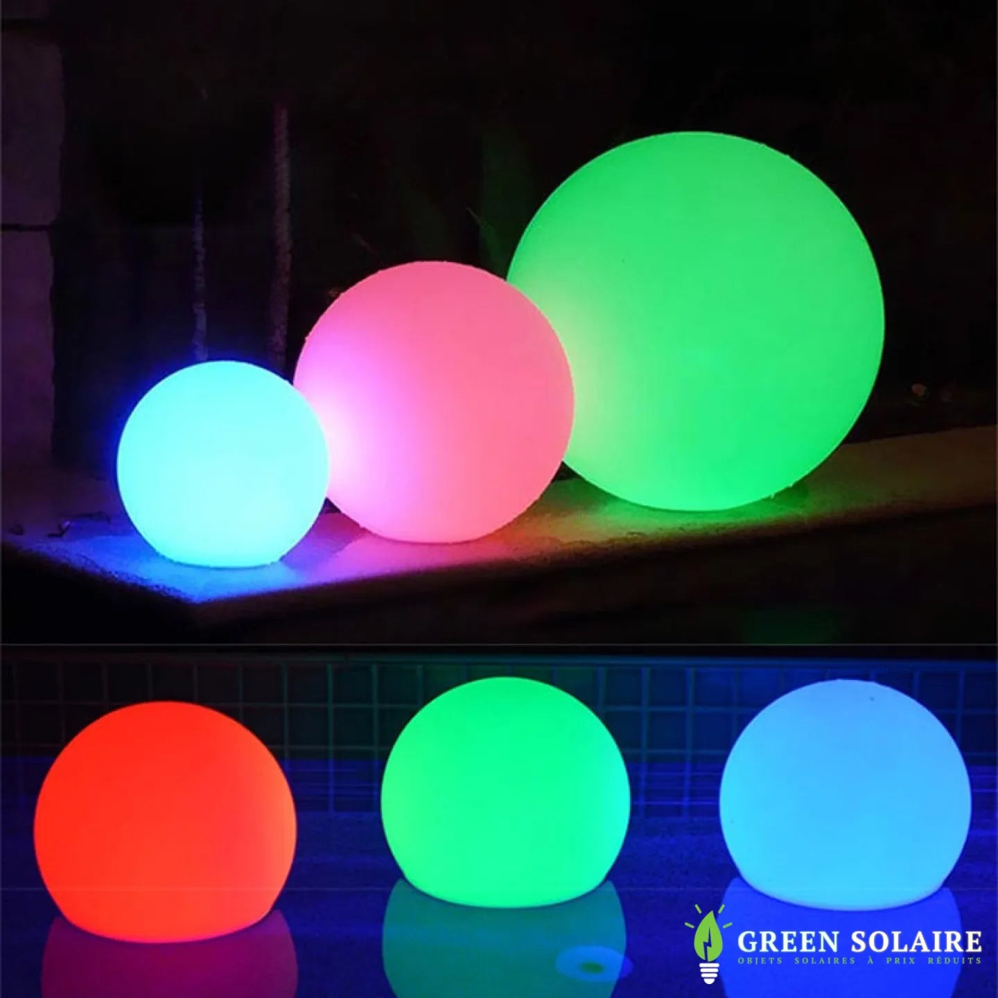 BOULE LUMINEUSE SOLAIRE COULEUR CHANGEANTE