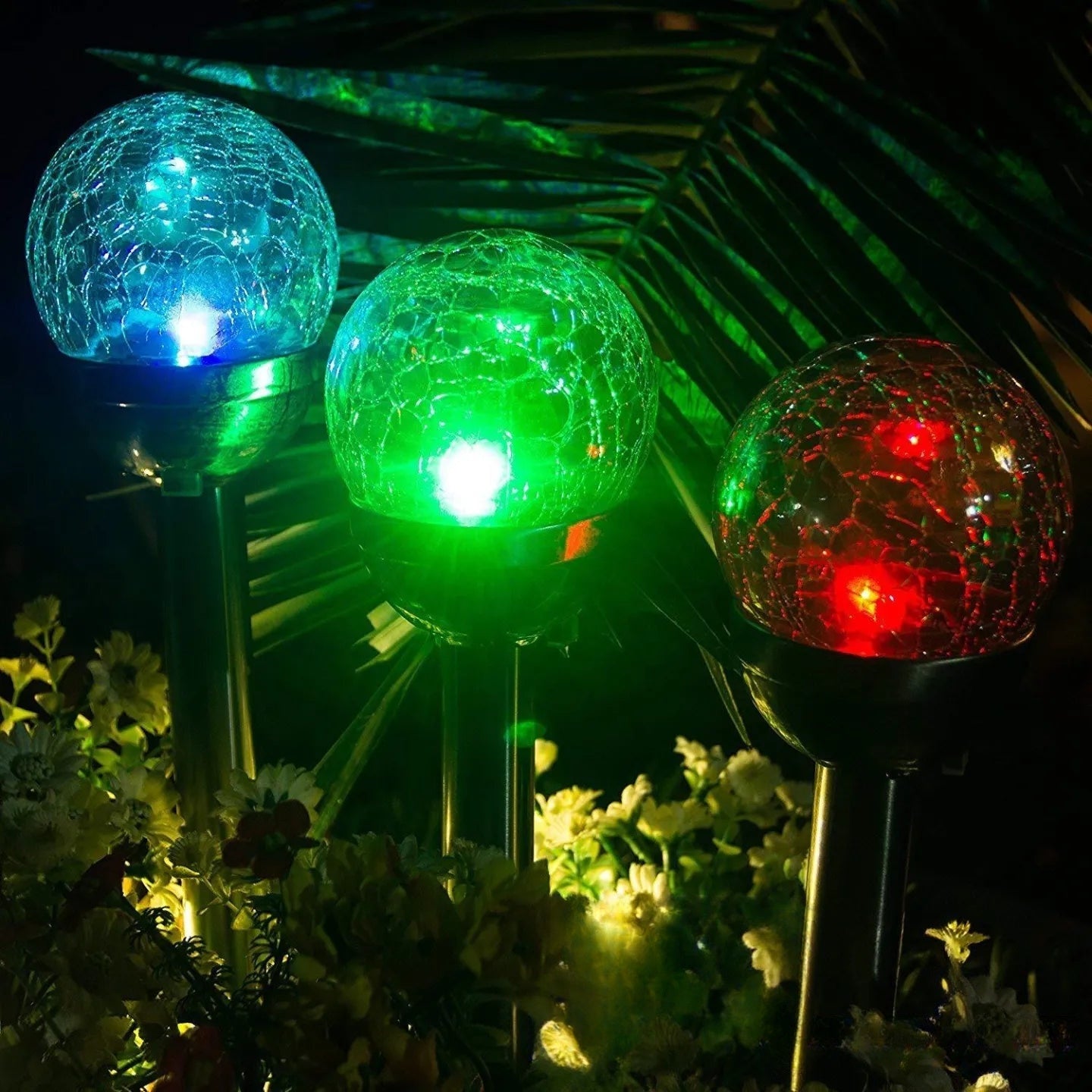 Piquets Solaires Boule Multicolore LED Jardin Décoratif