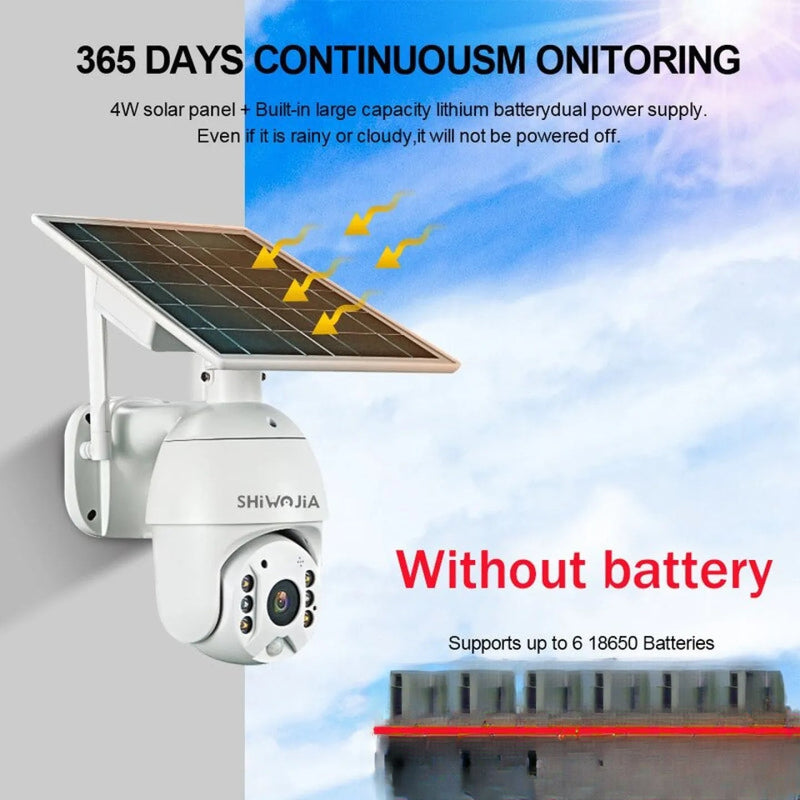 Caméra de surveillance solaire 360° extérieure autonome