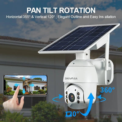 Caméra de surveillance solaire autonome, vision 360 degrés