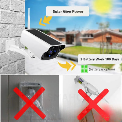 Caméra solaire WiFi 1080P autonome, batterie longue durée