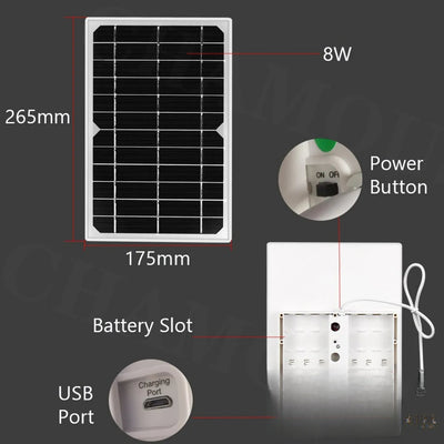 Caméra solaire 4G - dimensions et panneau 8W