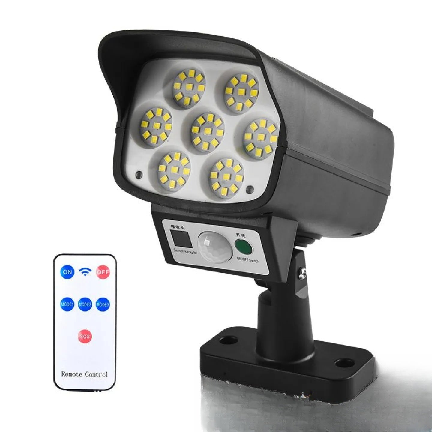 Caméra factice solaire extérieure avec LED dissuasive