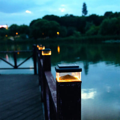 Capuchon Solaire Lumineux pour Poteau 10x10 cm – éclairage LED allumé de nuit