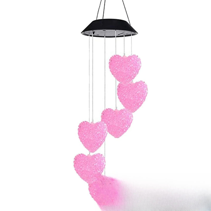 Carillon Solaire à Vent Coeur Lumineux LED Jardin