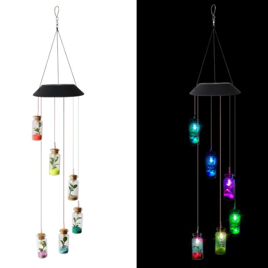 Carillon à vent solaire LED multicolore décoratif