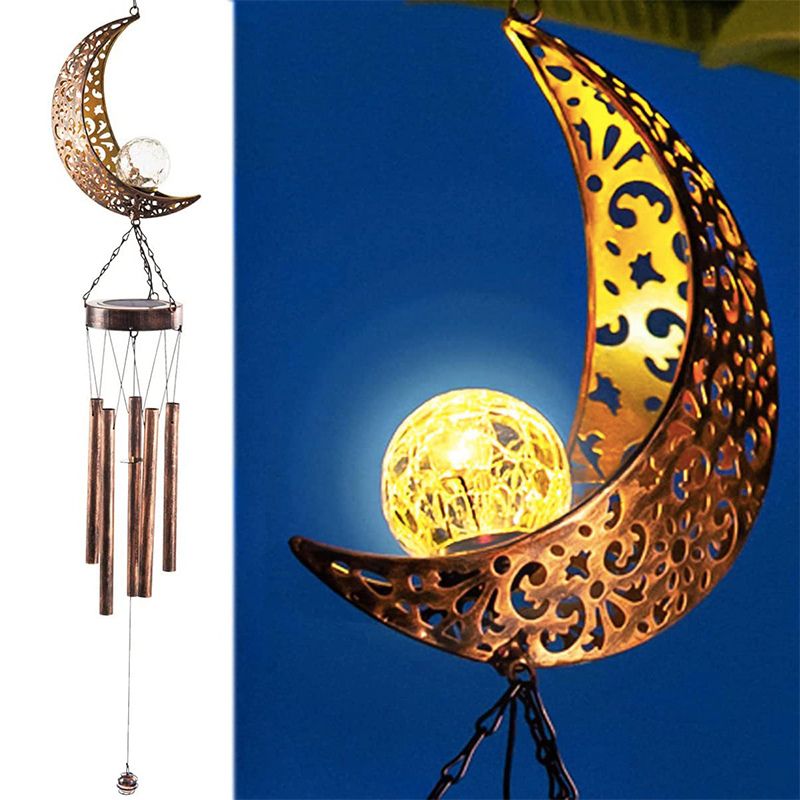 Carillon solaire lune LED décoratif pour jardin