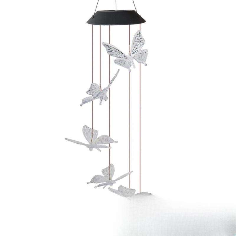 Carillon Solaire à Vent Papillon Lumineux LED Jardin