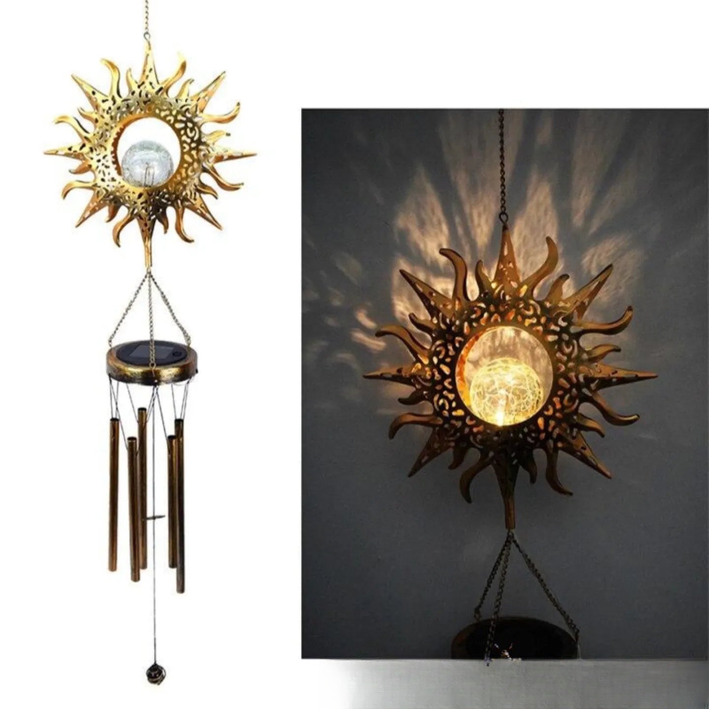 Carillon solaire à vent soleil lumineux extérieur