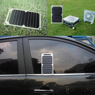 Chargeur solaire de camping en extérieur sur l'herbe