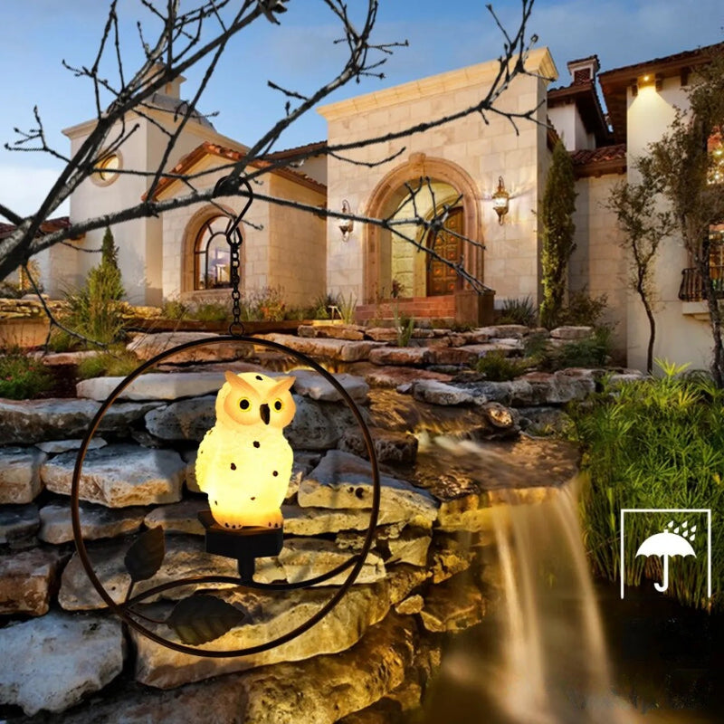 Lampe Solaire Chouette LED Décorative Jardin