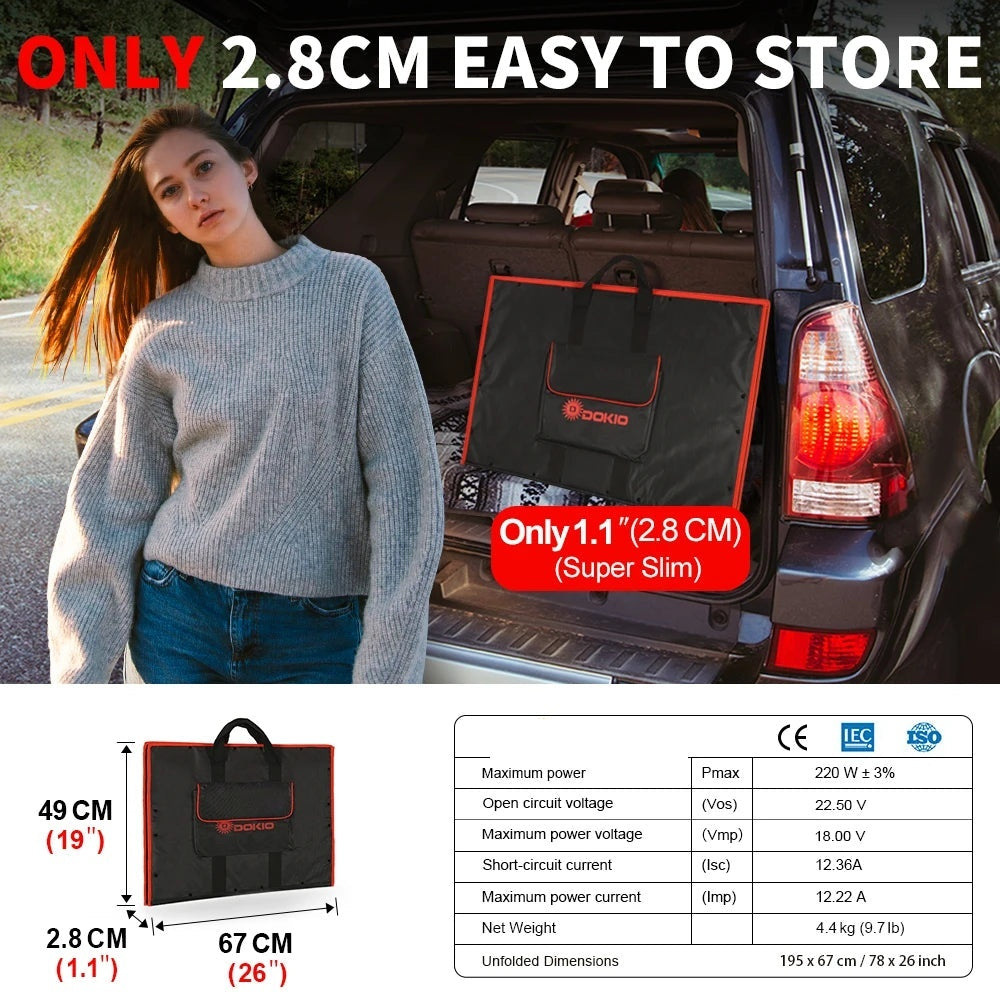 Kit Panneau Solaire Portable Pliable 18V Camping Voyage – écran de contrôle et indicateurs
