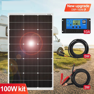 Panneau Solaire Monocristallin 100W 18V Étanche Camping-Car Maison – contenu du pack et accessoires fournis