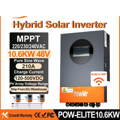 Onduleur Solaire Hybride 10,6 kW 48V MPPT – boîtier robuste et compact