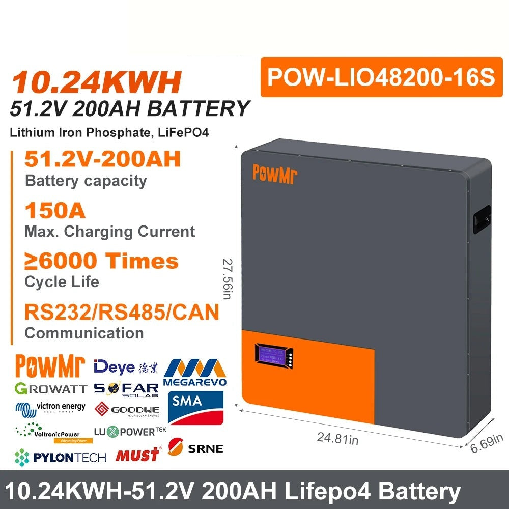 Batterie Solaire LiFePO4 51,2V 200Ah 10,24 kWh – rendement et puissance de sortie