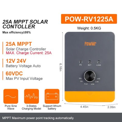 Régulateur de Charge Solaire MPPT 12V 24V – prises de sortie et bornes de connexion
