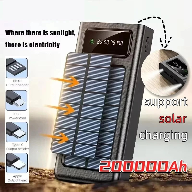 Power Bank Solaire 200000mAh USB 4 en 1