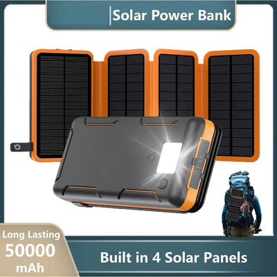 Power Bank Solaire Pliable 50000mAh 4 Panneaux