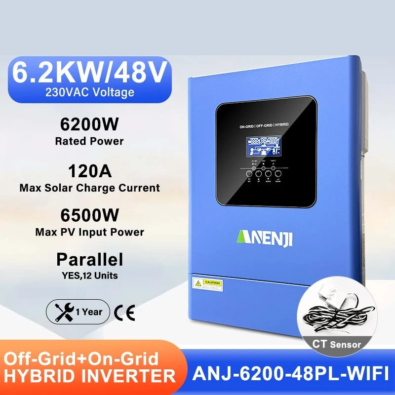 Onduleur Solaire Hybride 6,2 kW 48V On-Grid