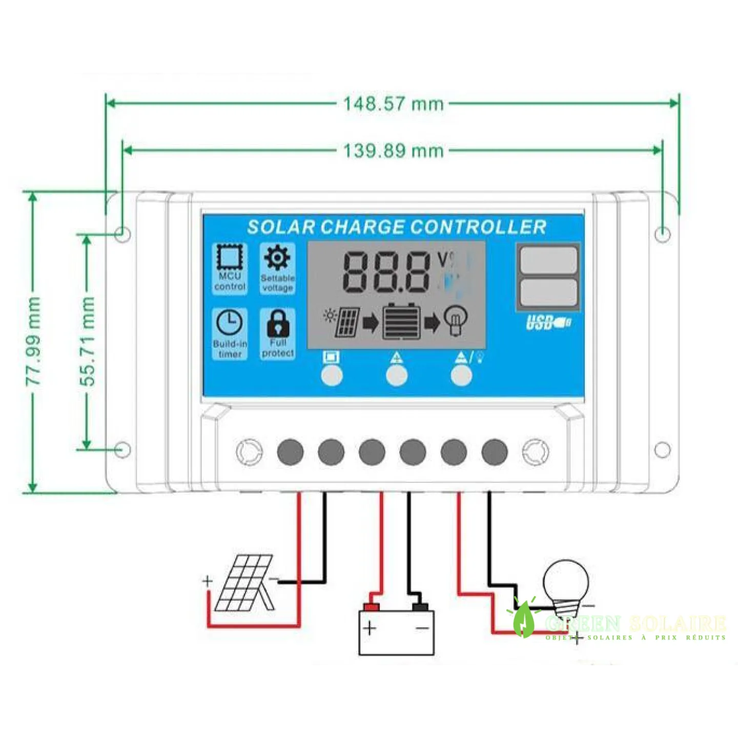 CONTRÔLEUR SOLAIRE 12V 24V