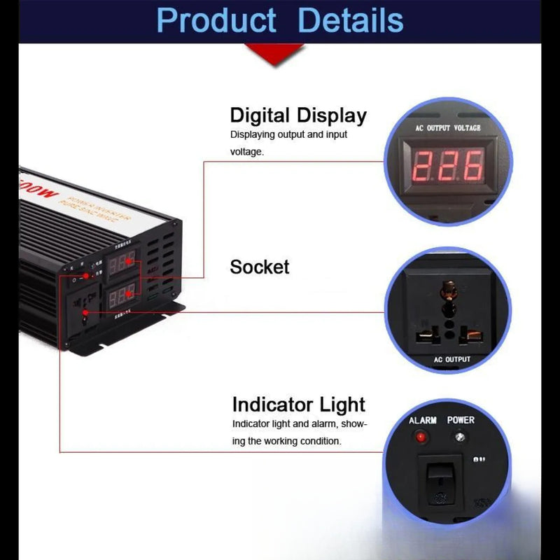 Convertisseur Solaire Pur Sinus 1500W 12V 24V 48V