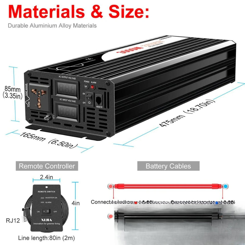 Convertisseur solaire pur sinus 3000W 12V 24V