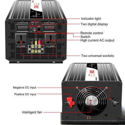 Convertisseur pur sinus 3200W entrées DC et ventilation intelligente