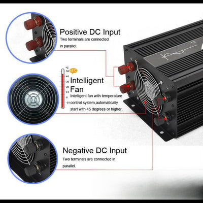 Convertisseur pur sinus 5000W entrées DC et ventilation intelligente
