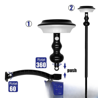 Lampe solaire couleur changeante tête rotative réglable