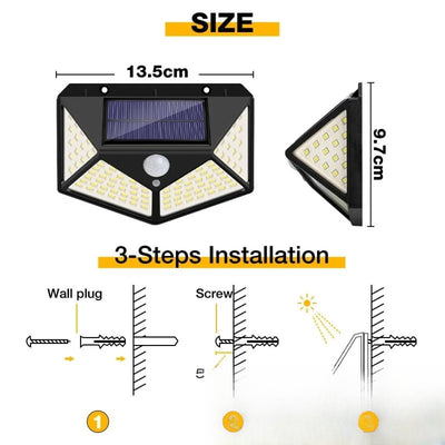 Lampe solaire avec détecteur - dimensions et installation