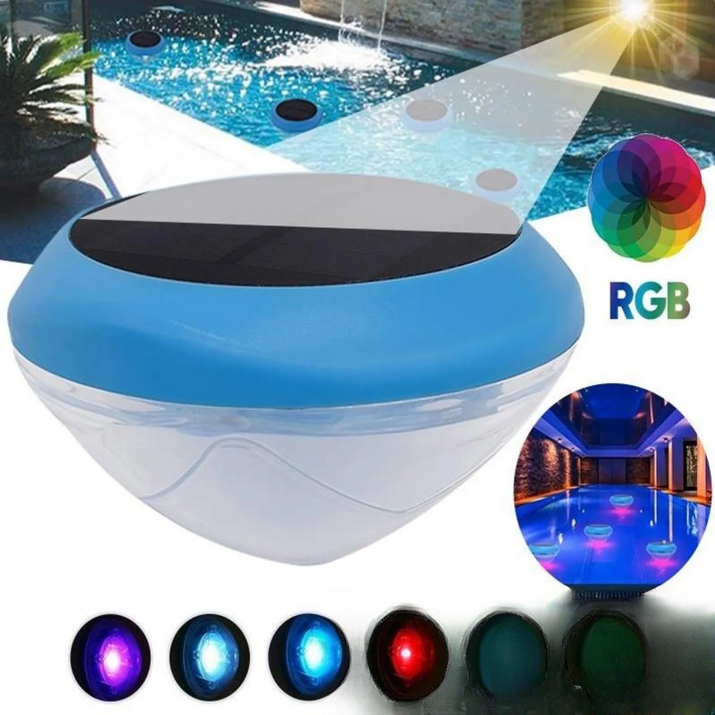 Éclairage solaire piscine flottant LED étanche