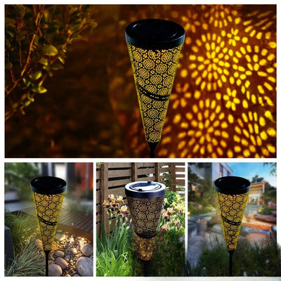Lampe Solaire Fer Forgé à Planter Jardin Extérieur – éclairage LED allumé de nuit