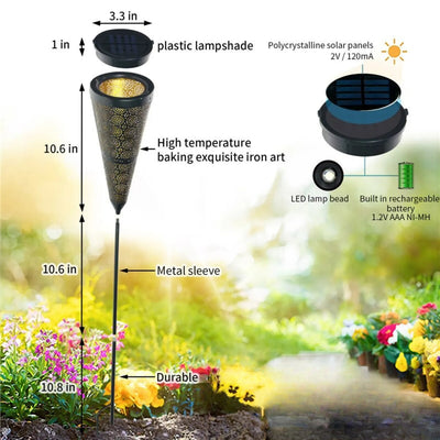 Lampe Solaire Fer Forgé à Planter Jardin Extérieur – lampe plantée dans le jardin
