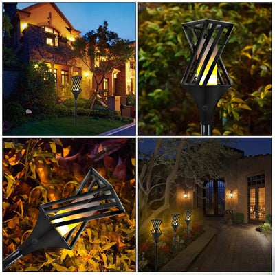 Flambeau solaire de jardin effet flamme LED extérieur