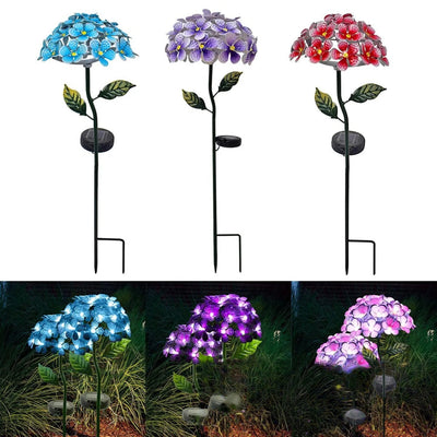 Fleur solaire hortensia extérieur lumineuse pour jardin - coloris disponibles