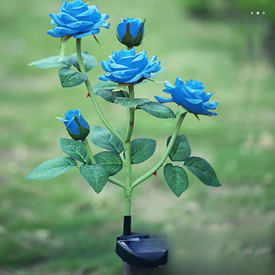 Fleur Solaire Rose Lumineuse Décorative à Planter – éclairage LED allumé de nuit