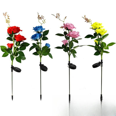 Fleur Solaire Rose Lumineuse Décorative à Planter – recharge solaire autonome, sans fil