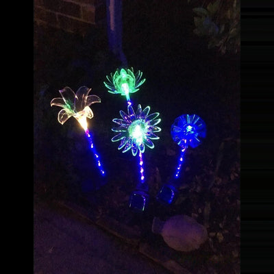 Fleurs Solaires Décoratives Lumineuses Jardin Lot de 4 – éclairage multicolore allumé de nuit