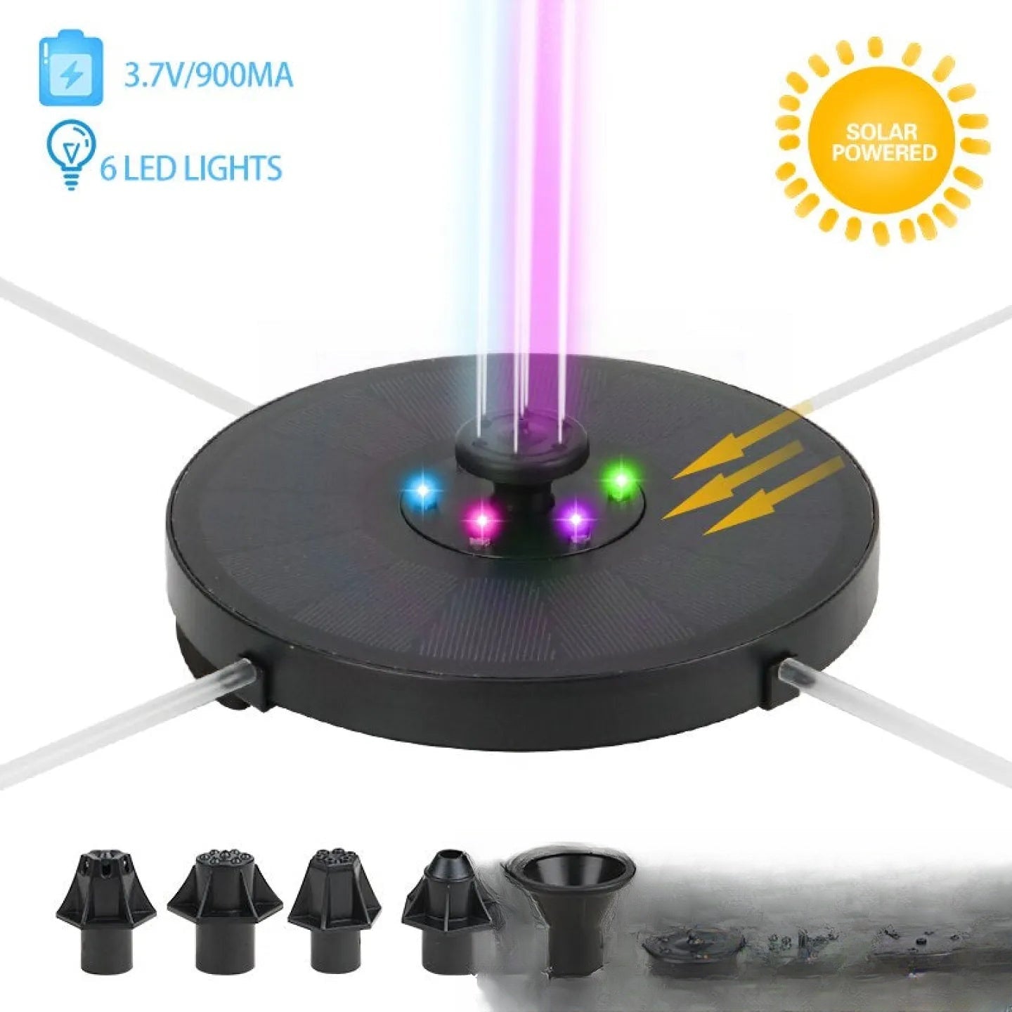 Fontaine solaire flottante LED couleur changeante pour jardin